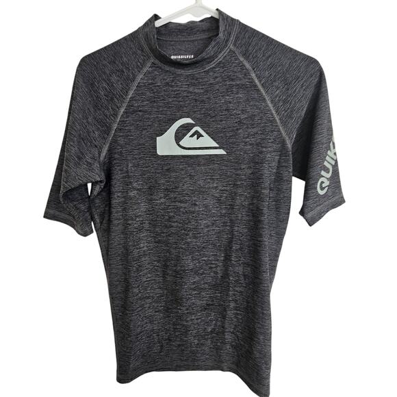 Quiksilver Rash Guard Mens S Dark Gray All Time ID Short Sleeve Rash Guard Men - Picture 1 of 6